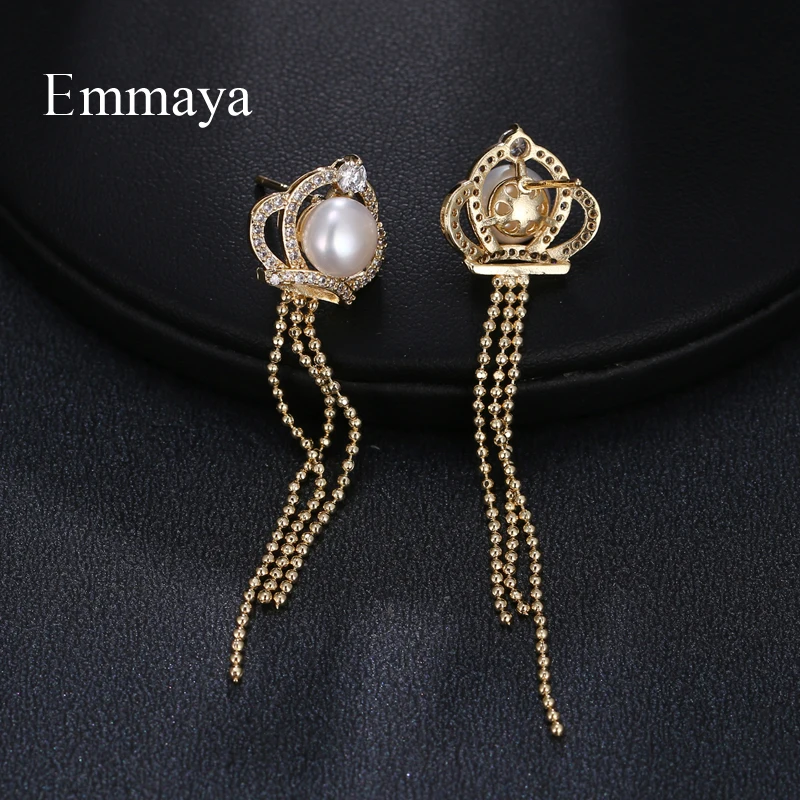 Новый сезон дизайнерские длинные золотые серьги Emmaya с короной содержат