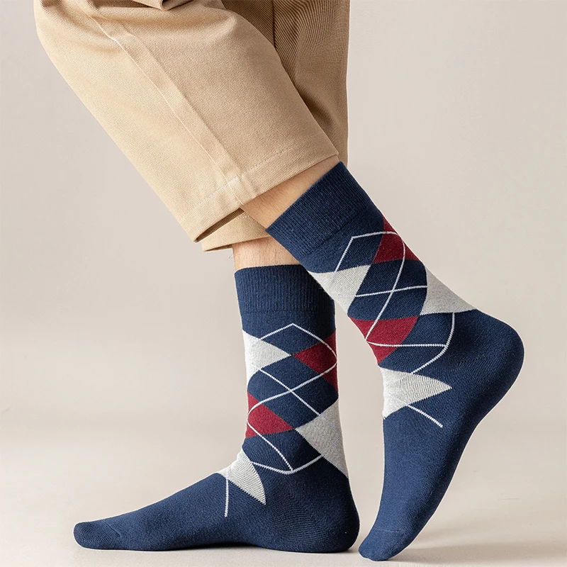 2021 New Brand Autumn Winter Men's Socks Thicken Warm Cotton Socks Business Casual Happy Classic Gentleman Dress Sock Size38-45