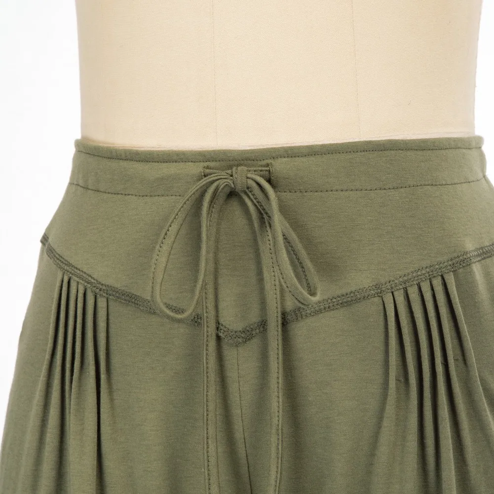 

GK Women Wide Waistband Wide Leg Pants Casual Drawstring Palazzo Soft & Comfortable Cotton Blends Fabric Pants