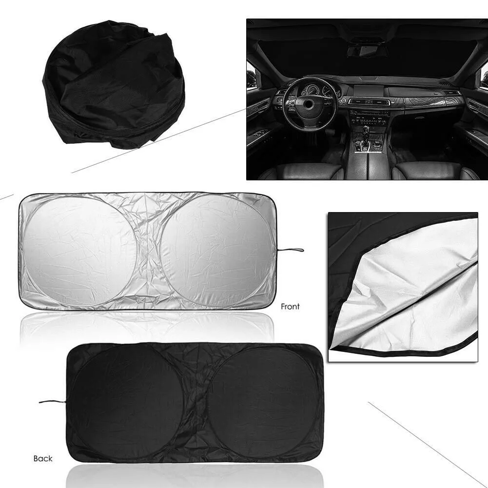 

Car Foldable Sun Shade Windshield Durable Reflective Block Heat Cover 150*70cm Exterior Accessories Sunshades