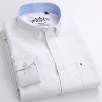 mens plus size casual solid oxford dress shirt single patch pocket long sleeve regular fit button down thick shirts