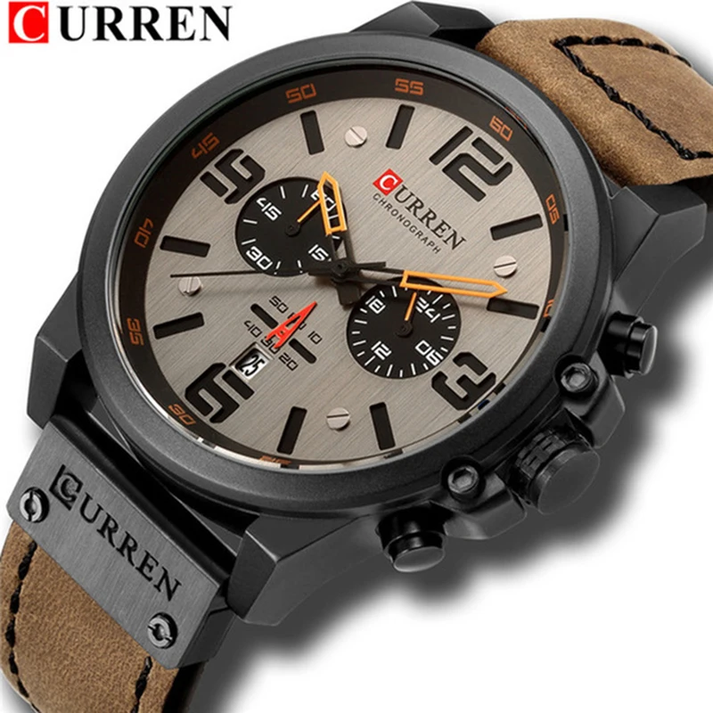 

CURREN Mens Watches Sport Luxury Waterproof Military Top Brand Wristwatch Leather Quartz Watch Dropshipping Relogio Masculino