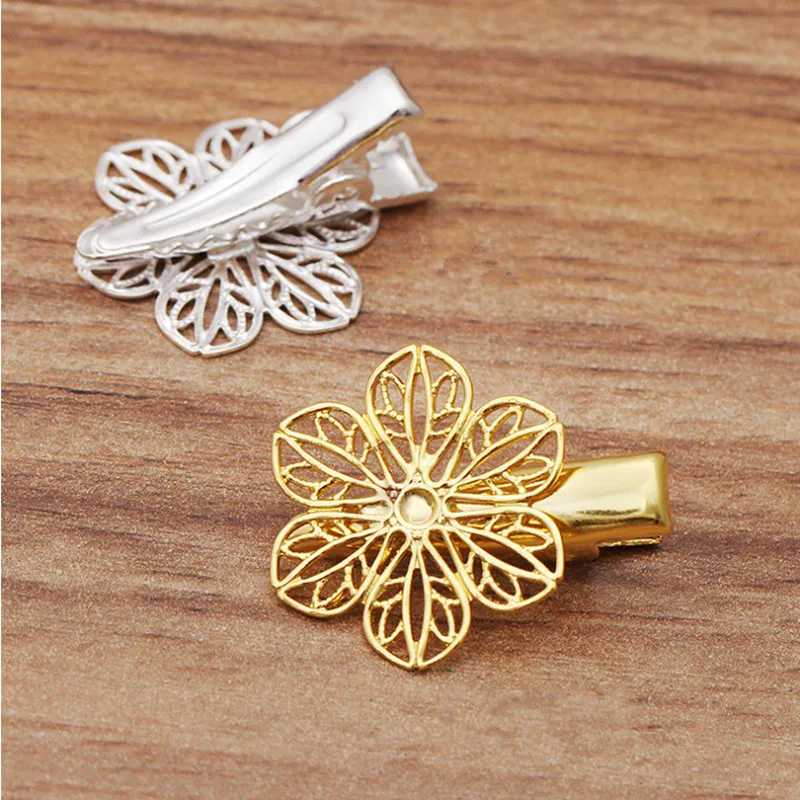 10pcs Flower Piece Duckbill Clip Hair Forks Hair Pin Hairpin Hair Wear Findings For DIY Hairpins Daily Life Gifts Craft