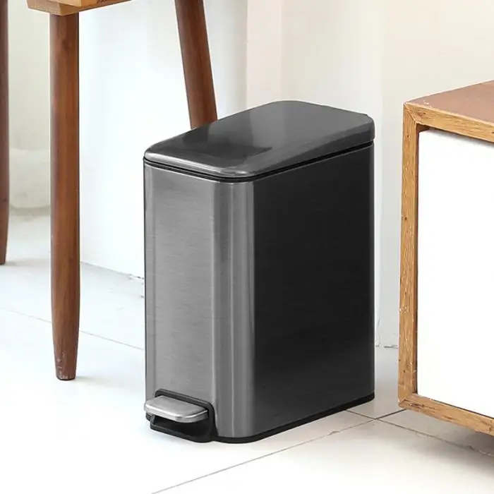 Newly 5L Rectangular Small Stainless Steel Step Trash Can Wastebasket Garbage Container Bin for Bathroom GHS99