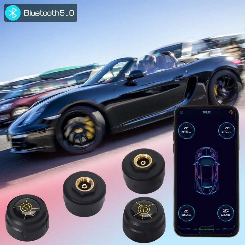 

Bluetooth 5.0 Car Tire Pressure Sensor Universal Android iOS BLE TPMS External Alarm Tire Pressure Sensors