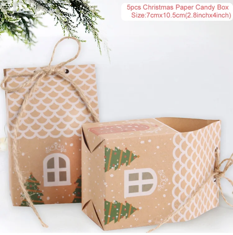 Cookie Bag Style A Крафт-Бумажные пакеты Подарочный пакет конфеты коробка попкорн коробка Гуди мешки печенья напечатанные бумажные лакомства сумки Рождественская бумажная коробка упаковки сладостей - Цвет: Cookie Bag Style A