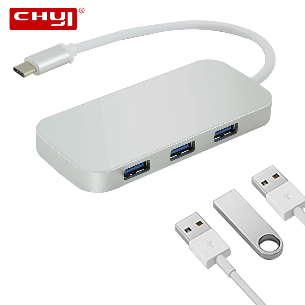 Usb концентратор CHYI из алюминиевого сплава с Type C на Multi 3 порта 0 разветвитель
