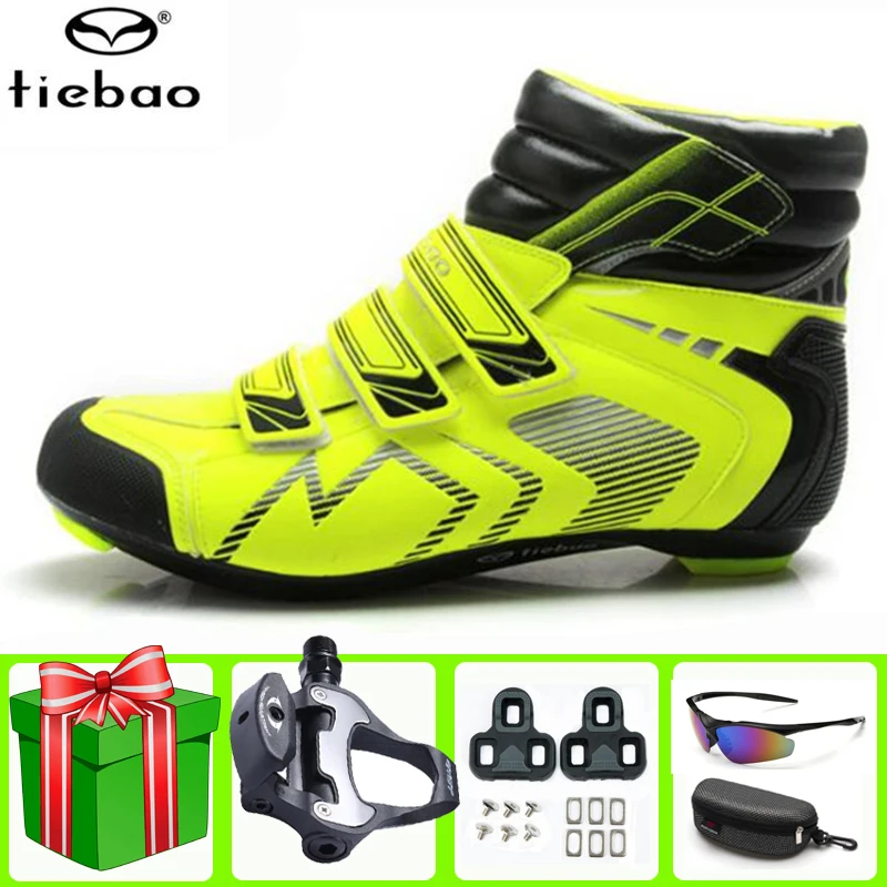 

TIEBAO Road Cycling Shoes Add Pedal Set Bike Men Breathable Self-locking Racing Green Non-slip Zapatillas Ciclismo Bicicleta