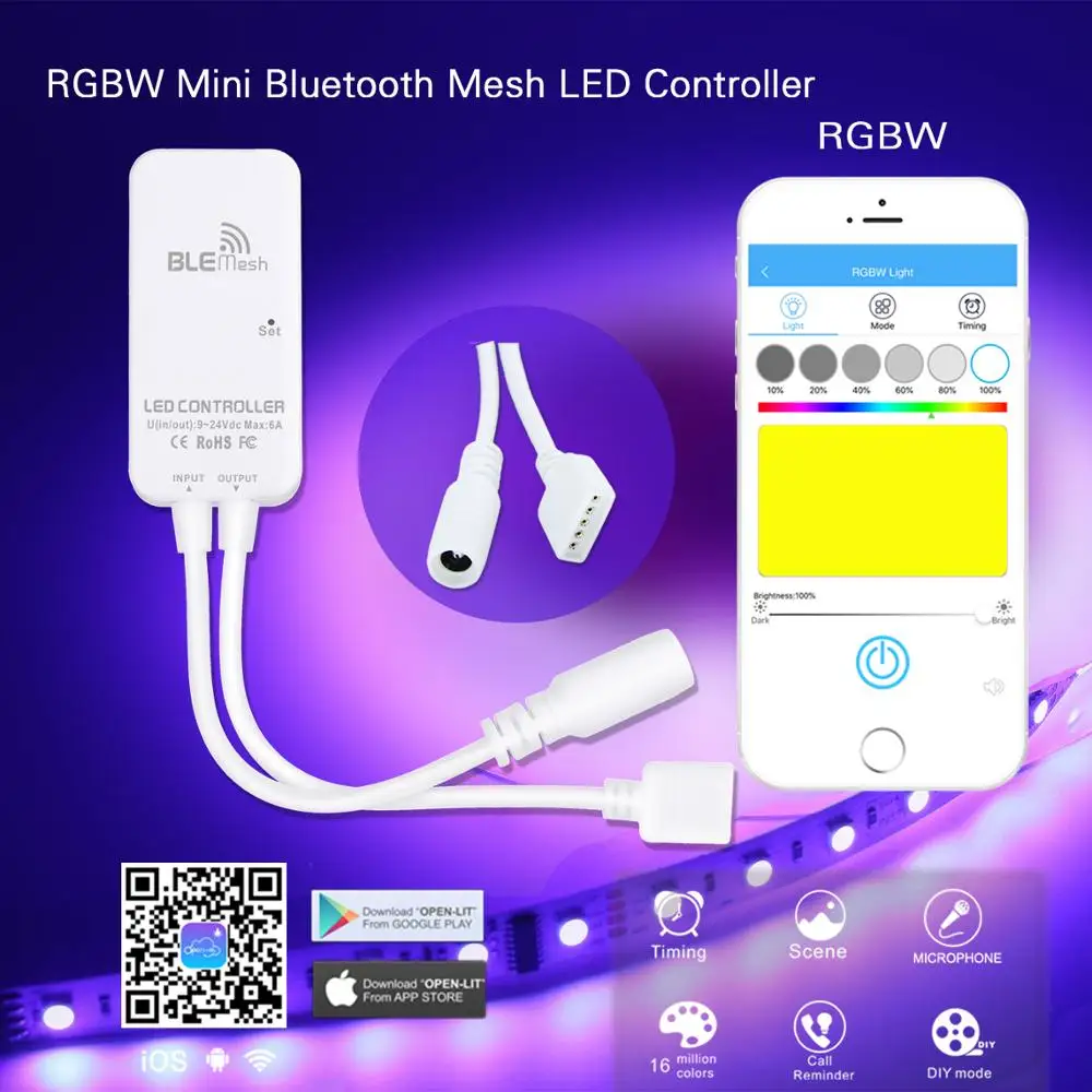 Mini Bluetooth LED Strip Controller for 3528 5050 Dimming RGB RGBW RGBCCT Light APP Android IOS DC9V-24V | Освещение