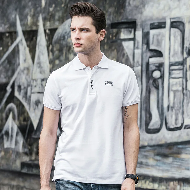 

Men's short sleeve T-shirt Lapel loose and breathable large men's casual polo shirt