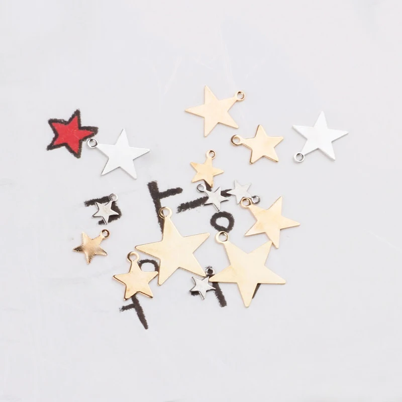 50pcs/lot Cooper Pentagram Craft Star Charms DIY Necklace Earrings Bracelet Pendant Accessories for Women Jewelry Making Finding | Украшения