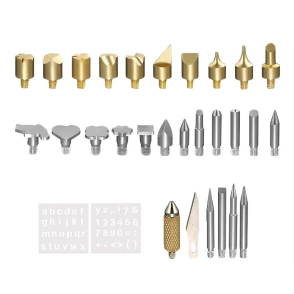 

28pcs Carving Tool Woodworking Stencil Welding Embossing Durable Soldering Iron Wood Burning Pen Tips Pyrography DIY Accessories