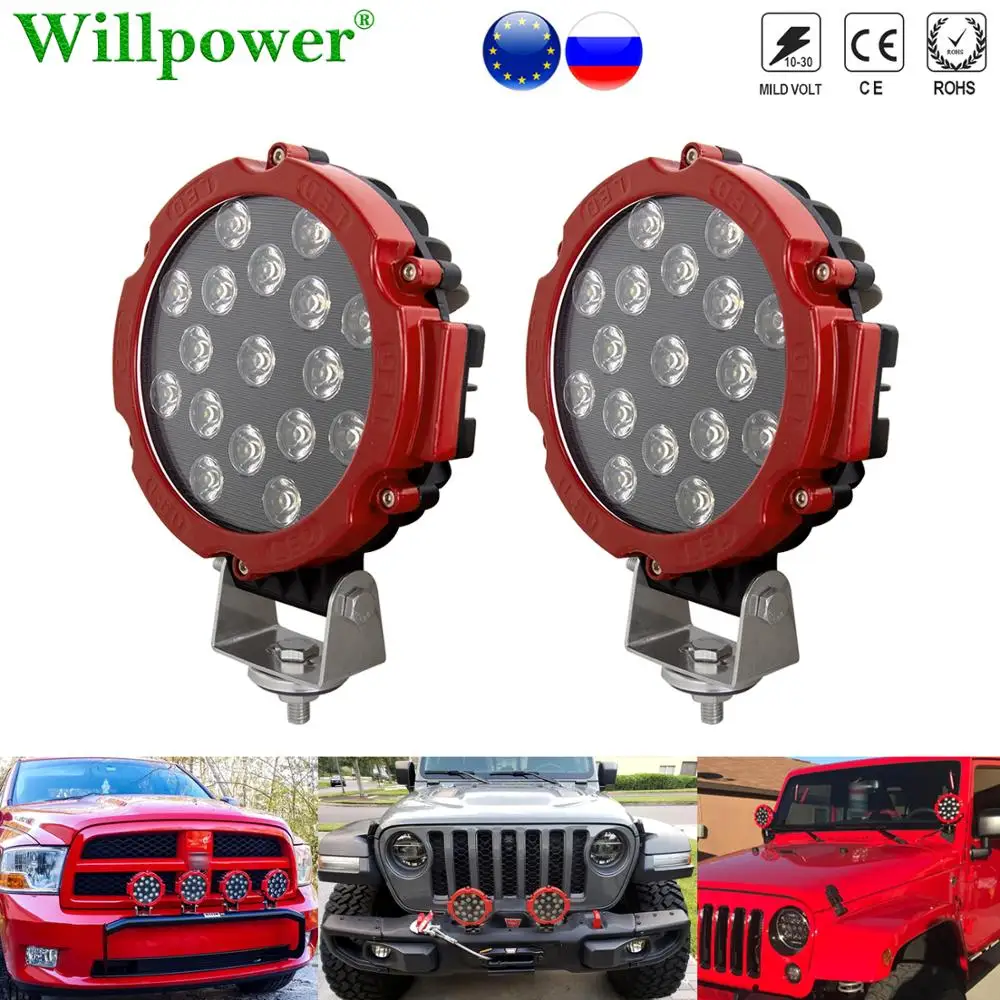 

Offroad Car Bullbar 51W 7” Round Headlight LED Work Light Spotlight For Jeep JK 4x4 Truck SUV Pickup Flood Driving Fog Lamp