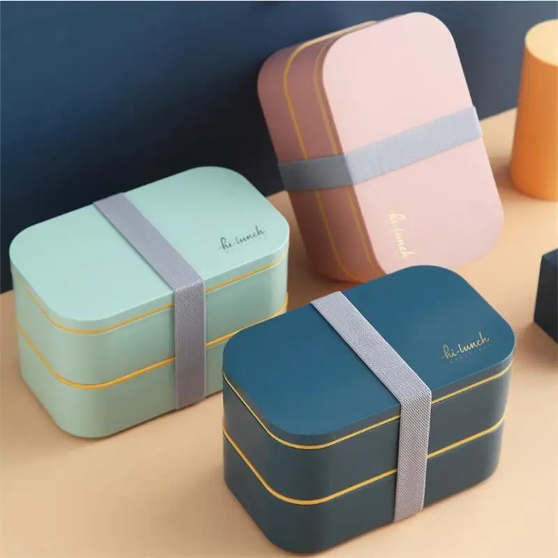 Двухслойный Ланч бокс для студентов офисный Рабочий портативный контейнер