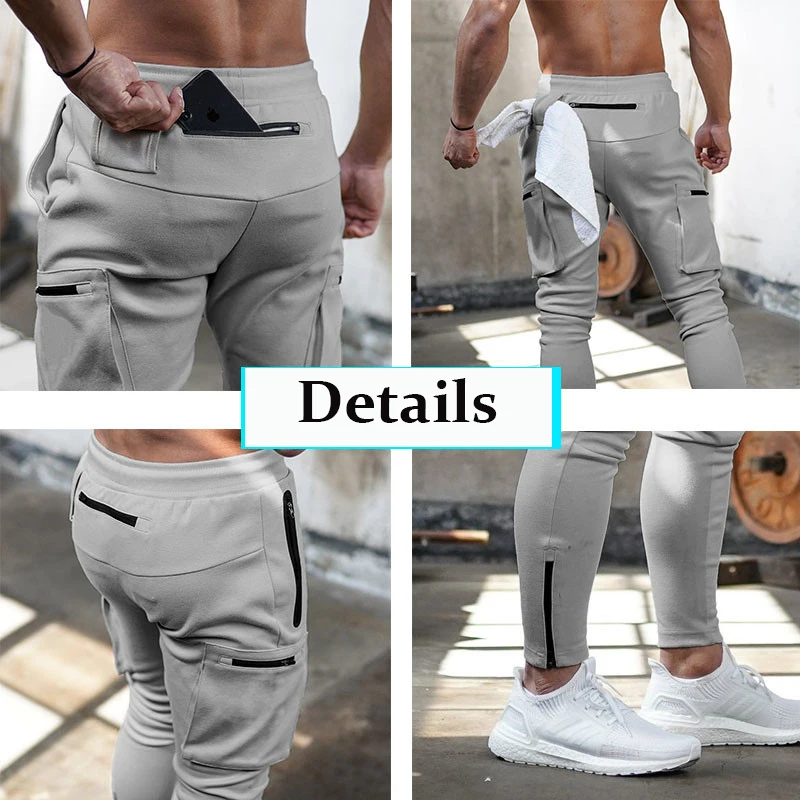 

Men's jogging Pants Sweatpants Cotton Men's Fitness multi-pocket Jogging Running Trousers gym training Hip Hop Running Pants Men