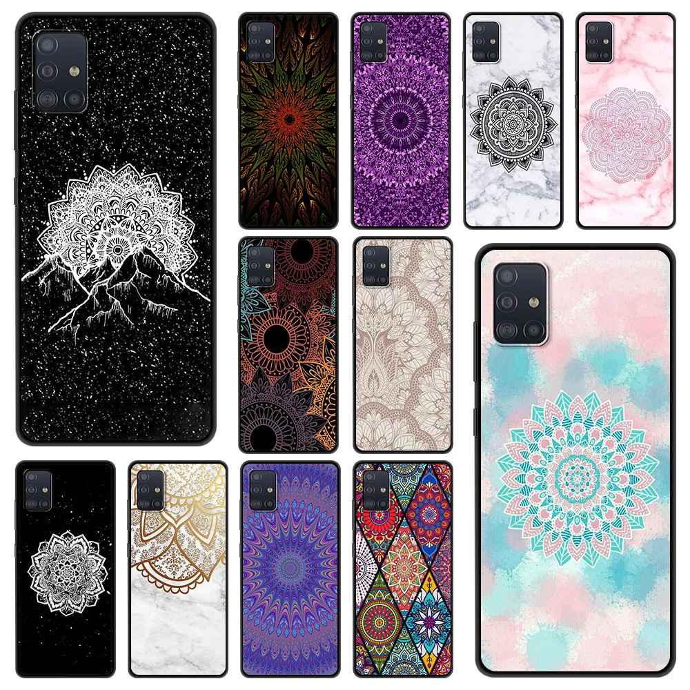 

Mandala Flower Totem Art Shockproof Case For Samsung A51 A71 A21S Bag Fundas Black Cover For Samusng A01 A11 A31 A41 M31 Shell