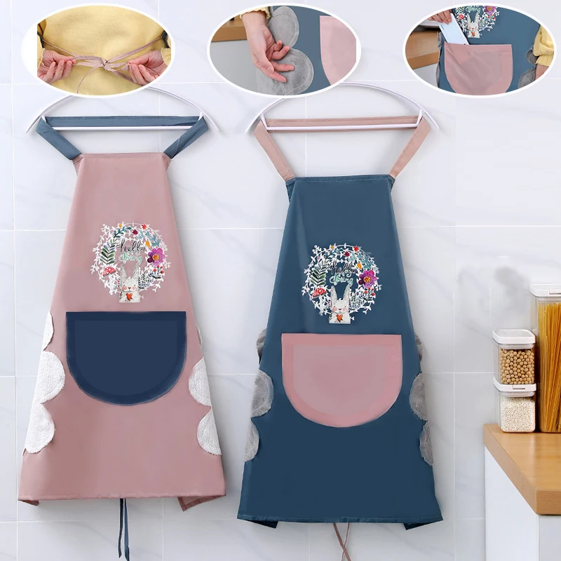 

Thicken Kitchen Waterproof Oil-proof Apron With Storage Bag Free Size Fartuszek Kuchenny Household Cleanning Baking Apron Cloth