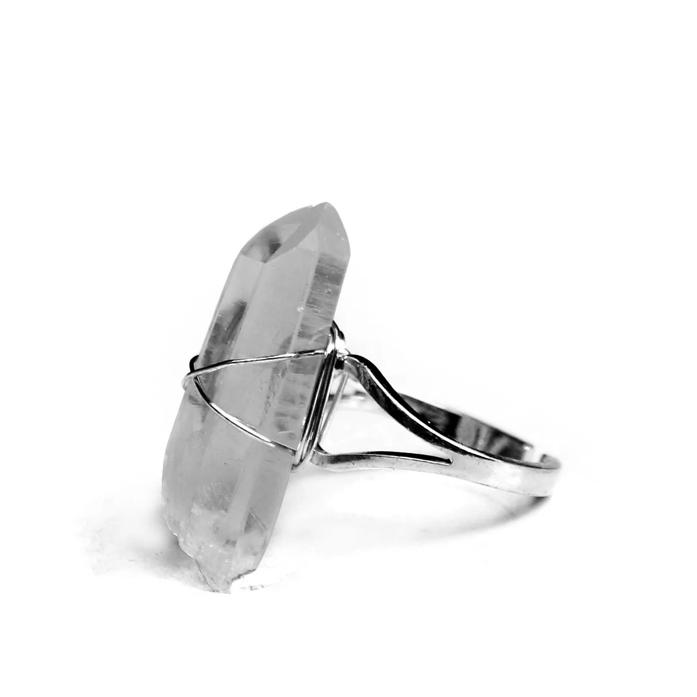 Кольцо из натурального хрустального камня изысканная Хрустальная колонна