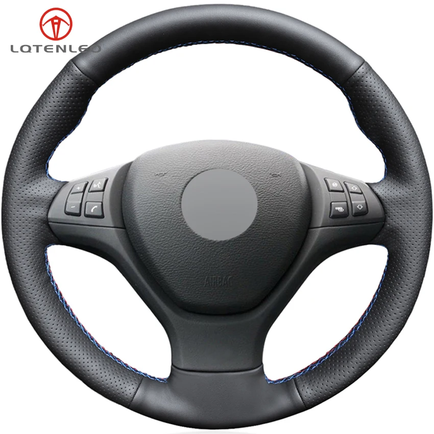LQTENLEO черный из натуральной кожи DIY для BMW M Sport X5 E70 M50d 2006 2013 X6 E71 2009 2014|car steering wheel