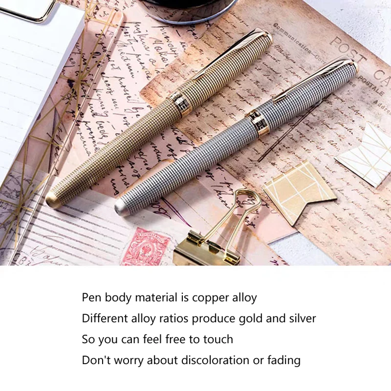 

1Pcs The New Classical lattice design Fountain Pen JINHAO 75 F Nib Gold Trim Removable Ink Converter Business fountain pen