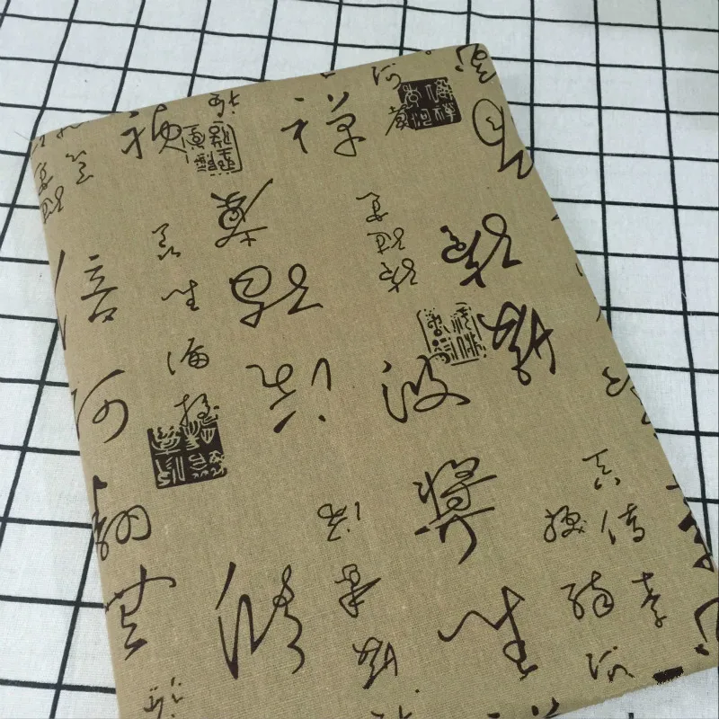 Хлопчатобумажная льняная ткань с китайскими иероглифами для шитья квилтинга