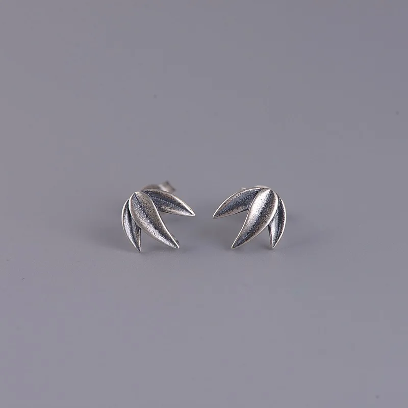 

Серьги-гвоздики женские из серебра 925 пробы, с бамбуковыми листьями