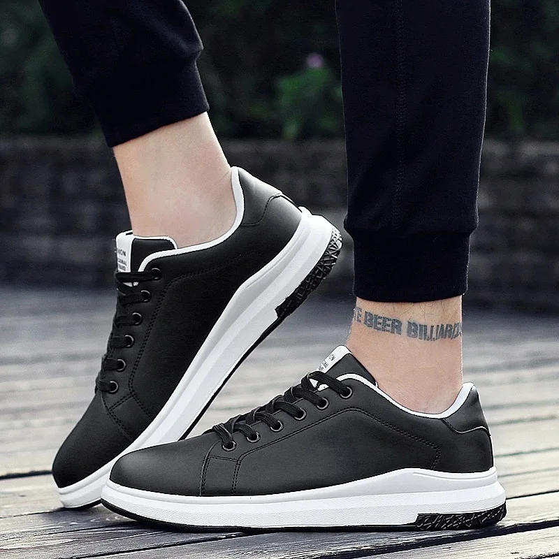 Большой Размеры женские кроссовки Сезон осень Кожаные светильник белые с