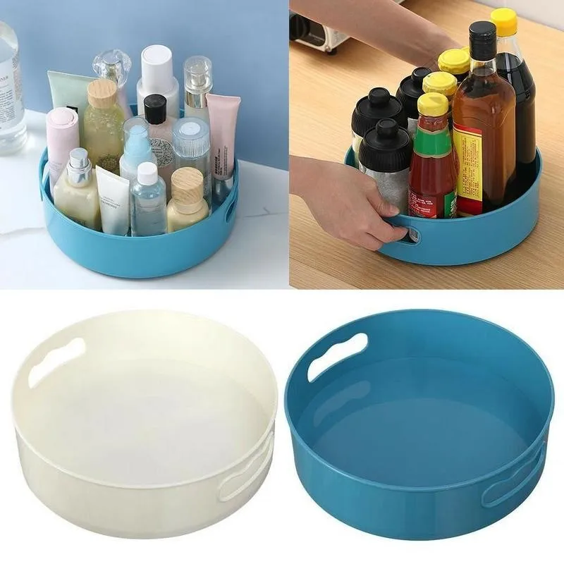 

360 Rotating Storage Tray Turntable Kitchen Storage Slip Food Home Rotating Spice Tray Dried Tray Jar Non Storage Snack Bat Q0L4