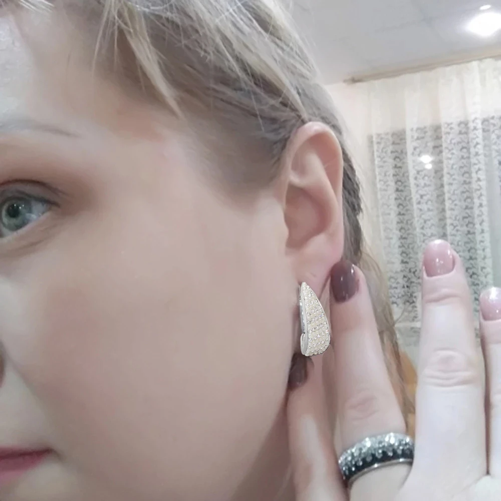 Модные серьги гвоздики из нержавеющей стали с кристаллами Женские Ювелирные