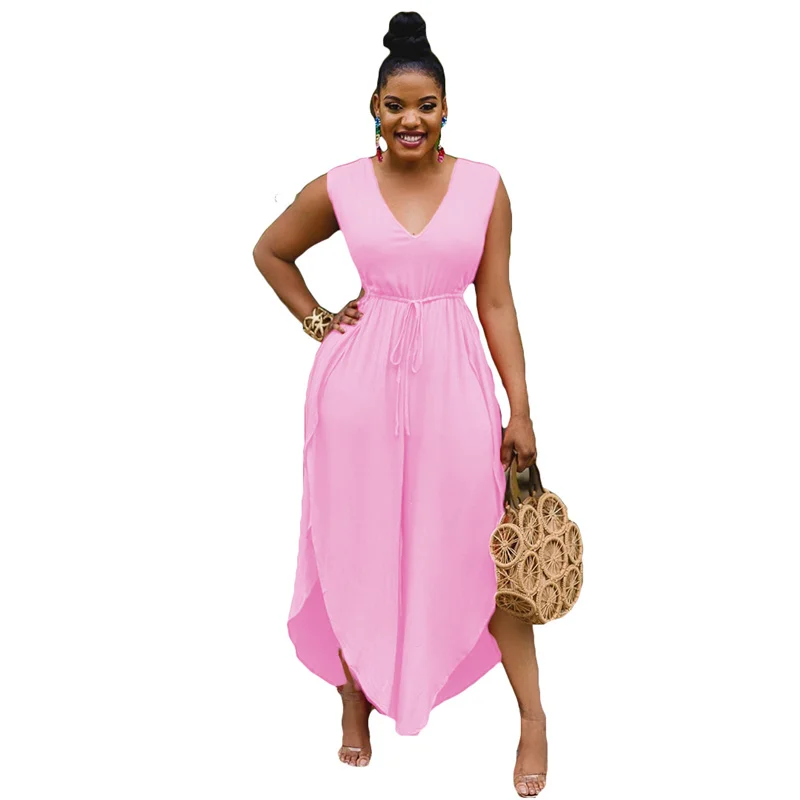 Женский комбинезон с V-образным вырезом без рукавов |