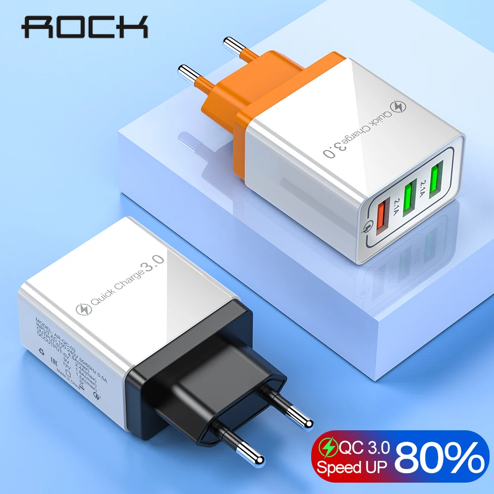 ROCK Quick Charge 3 0 настенное зарядное устройство для телефона USB QC быстрая зарядка Samsung