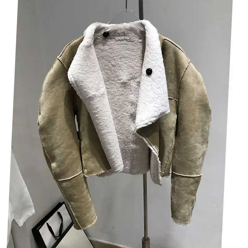 

Woman Faux fur Quilted Patchwork Padded OVERJACKET V NECK FRONT BUTTONS DROP SHOULDER OVERSIZED COAT