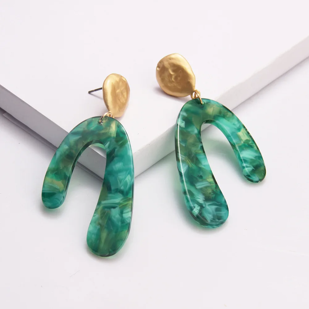 Женские леопардовые серьги-подвески U-образной формы винтажные акриловые