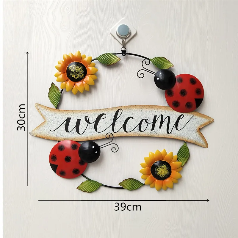 

Wall Decorations Living Room Wall Decor Letters For Decor Welcome Small Bee Sun Flower Iron Art Pendant Decorative Plates