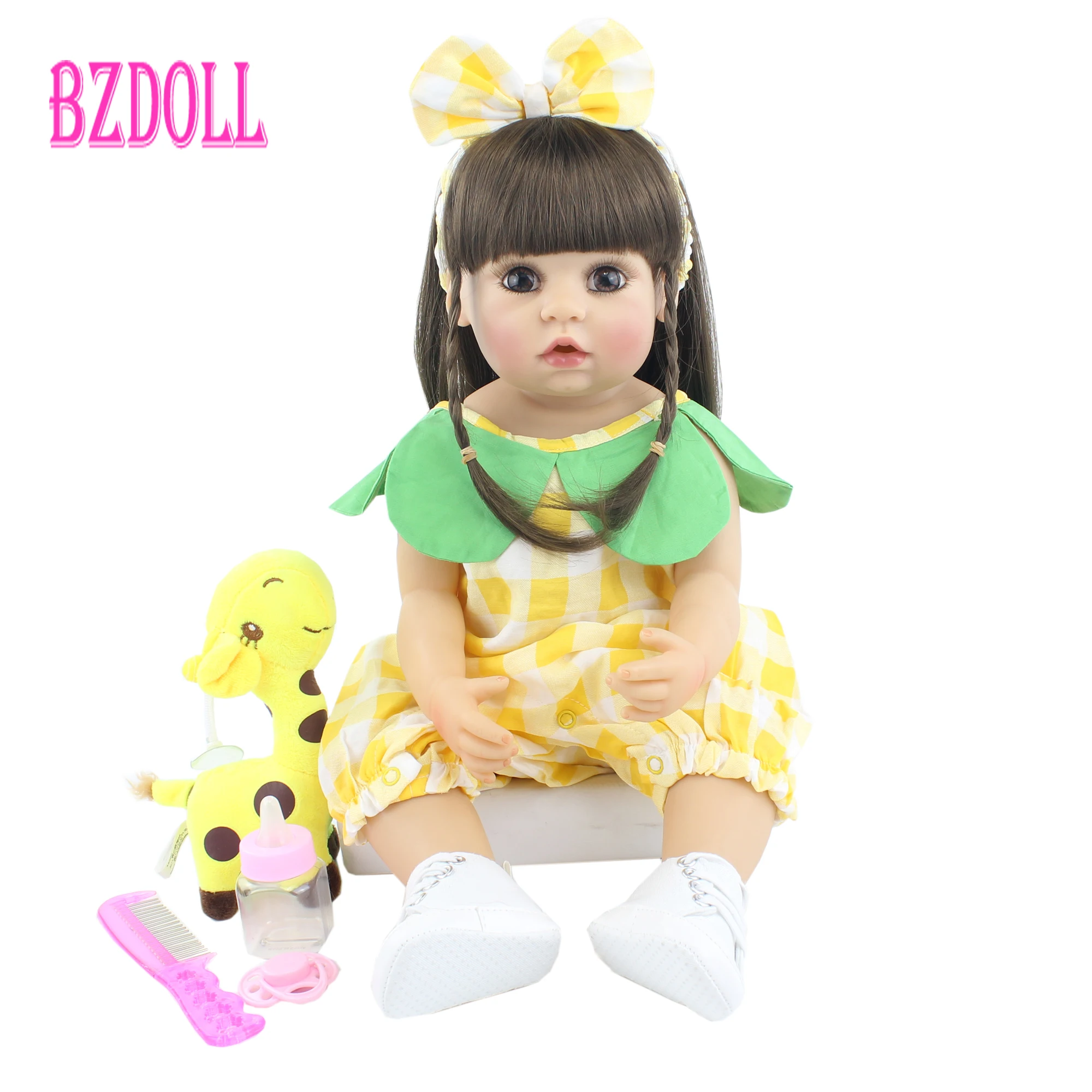 

55cm Full Silicone Reborn Baby Girl Doll Toy Vinyl Newborn Babies Dress Up Princess Bebe Fashion Birthday Gift Companion Toy
