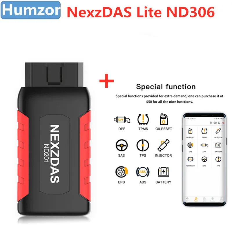 HUMZOR NexzDAS Lite ND306 полная система диагностики со специальными функциями Поддержка Bluetooth для Android - Цвет: Синий