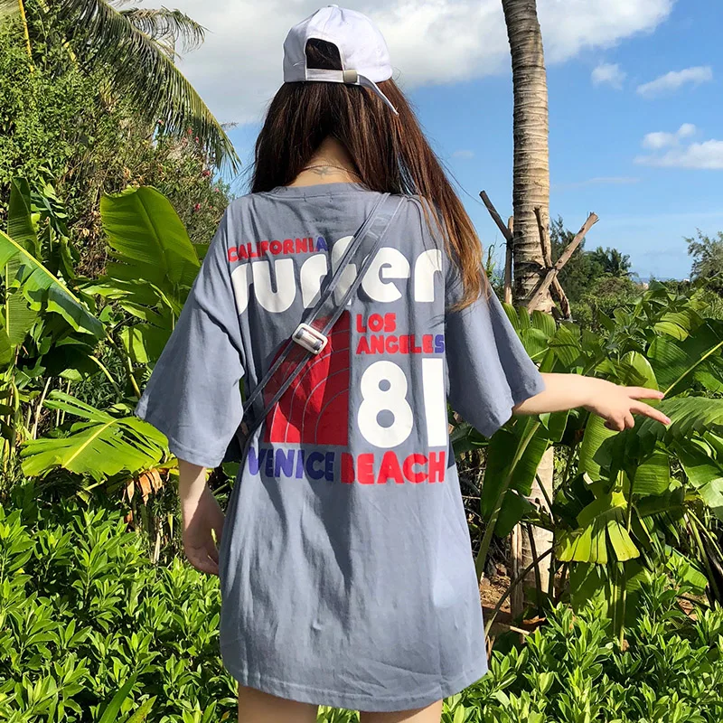 Летний Топ Harajuku женские футболки с большим рисунком для женщин пуловер круглым