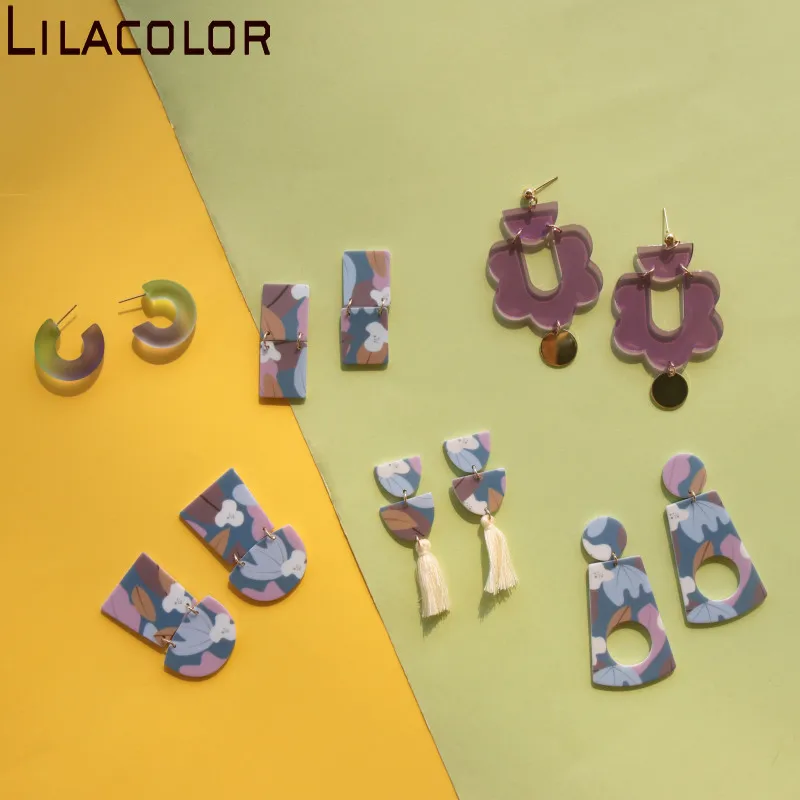 Lilacolor 2020 Модные Новые разноцветные геометрические круглые квадратные акриловые