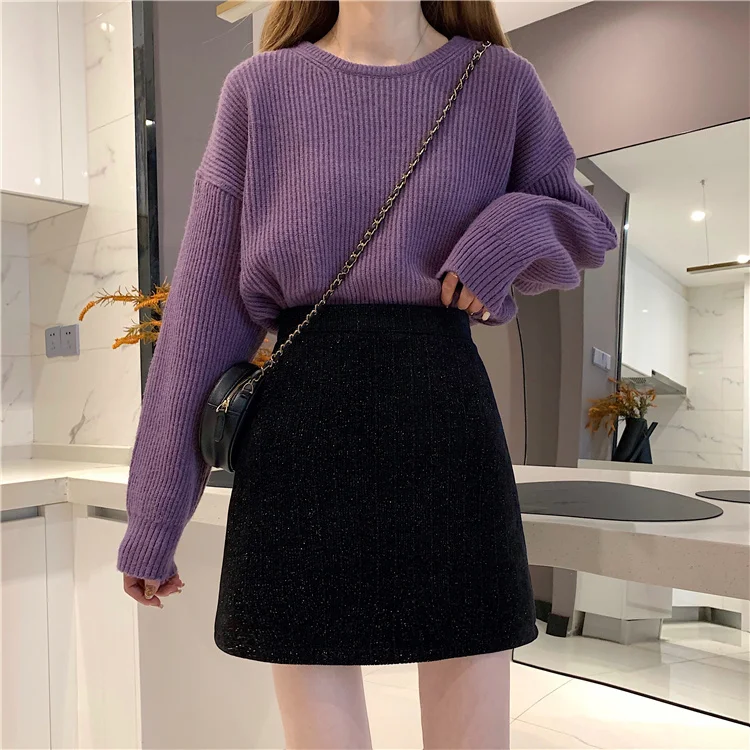 Реальная фотография экономичная невидимая юбка на молнии с высокой талией |