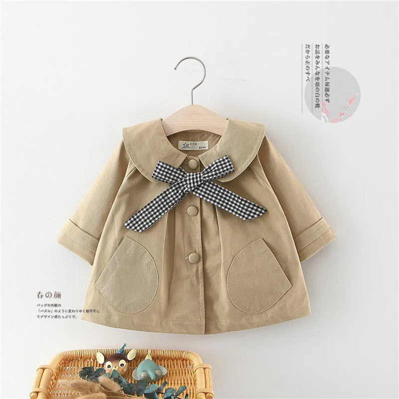 

Fashion Children's Windbreaker Autumn New Korean Style Baby Girls Trench Coat Long Sleeve Cotton Casual Kids Outerwears 1-3 Year