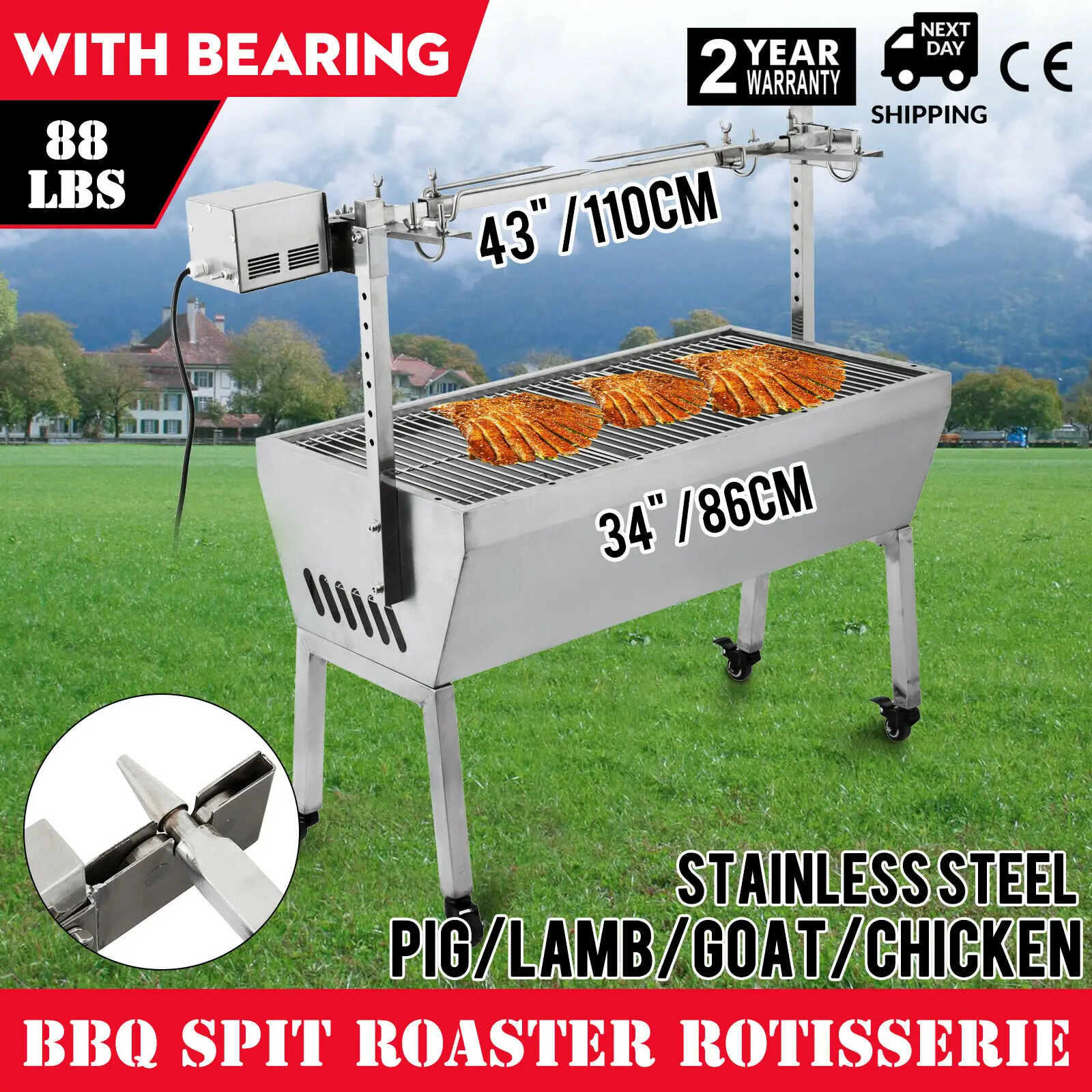 88Lbs/132Lbs Жаровня из нержавеющей стали жаровня гриль козий 43 дюйма|Запчасти для