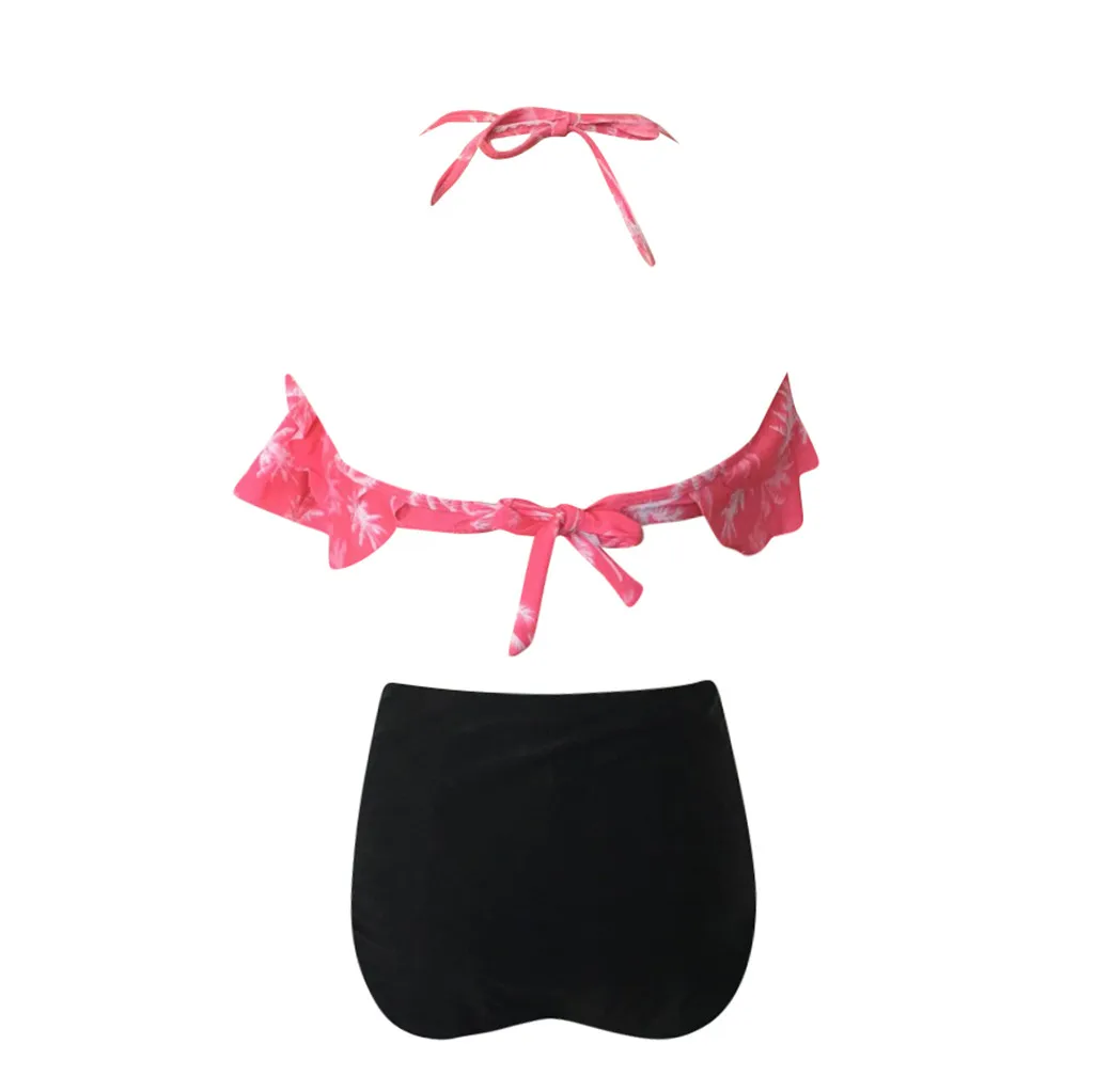 Maillot de bain femme, Женский комплект бикини из двух частей с принтом, топы и плавки, купальник, купальник, закрывающий голову, бикини с высокой талией