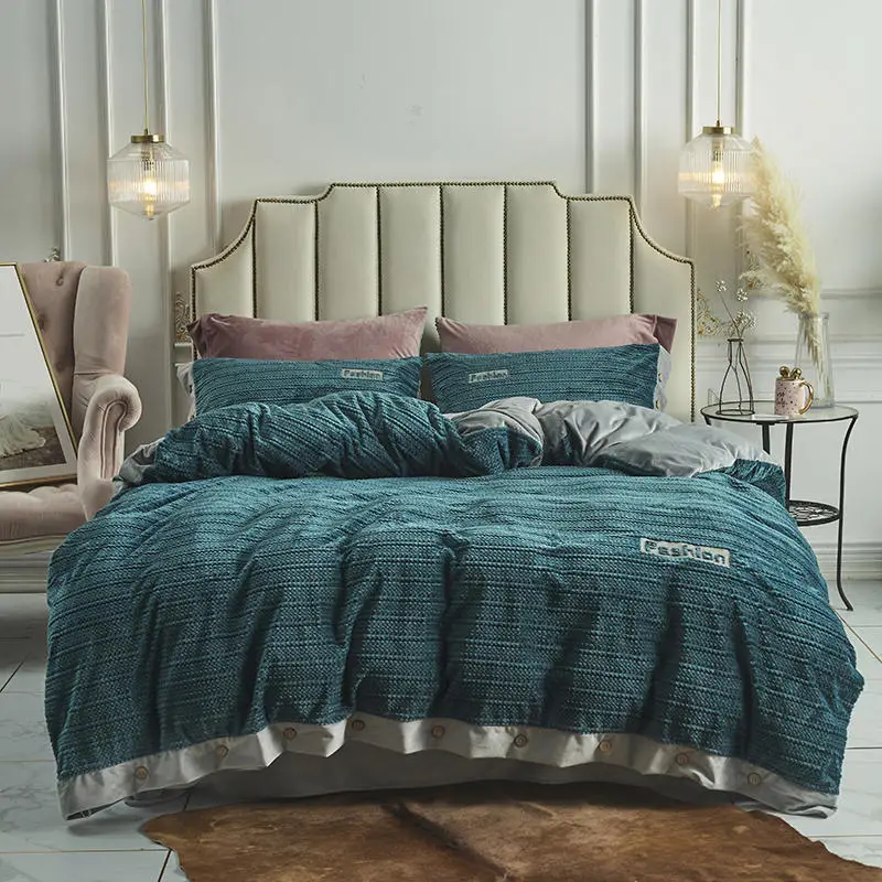 Модные новые комплекты постельного белья из бархата и флиса 4 шт. пододеяльник