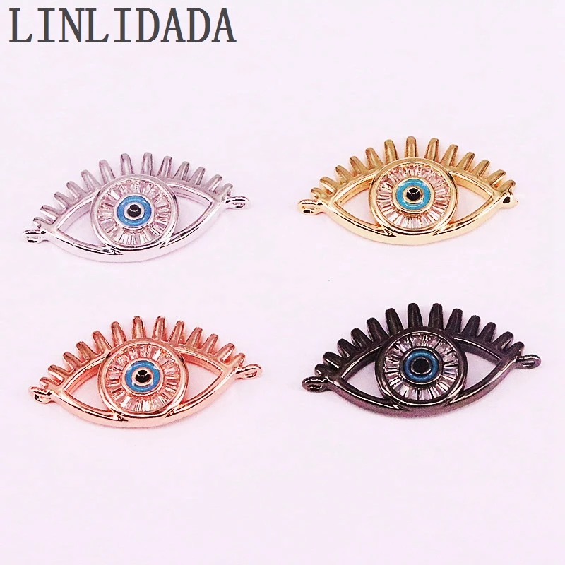 

10Pcs Charm Micro Pave Clear CZ Eye Connectors Fit For Men And Women Making Bracelets Jewelry