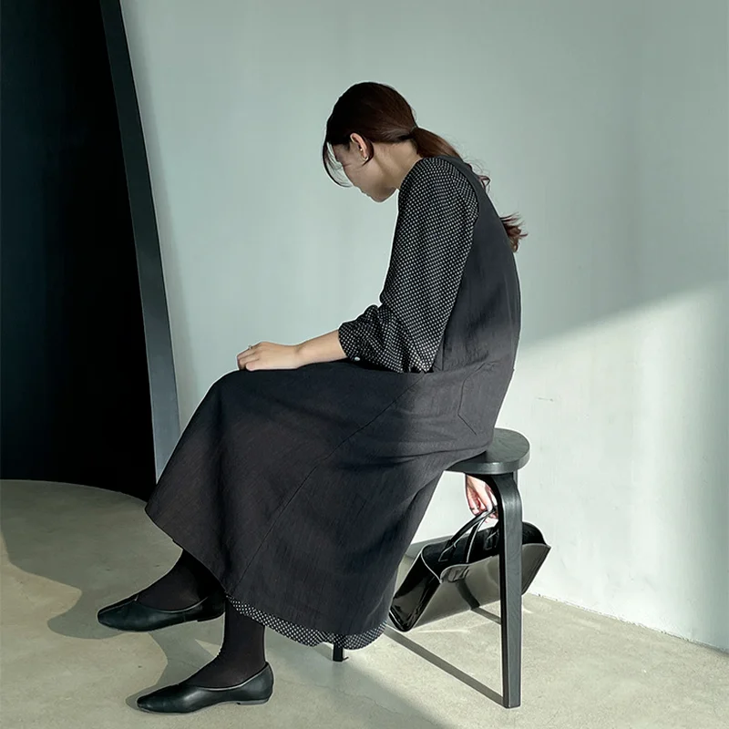 

O-neck Sleeveless Japanese Elegant Women Dresses Spring Summer A-line Loose Casual Femme Robe Vintage Design Long Vestidos