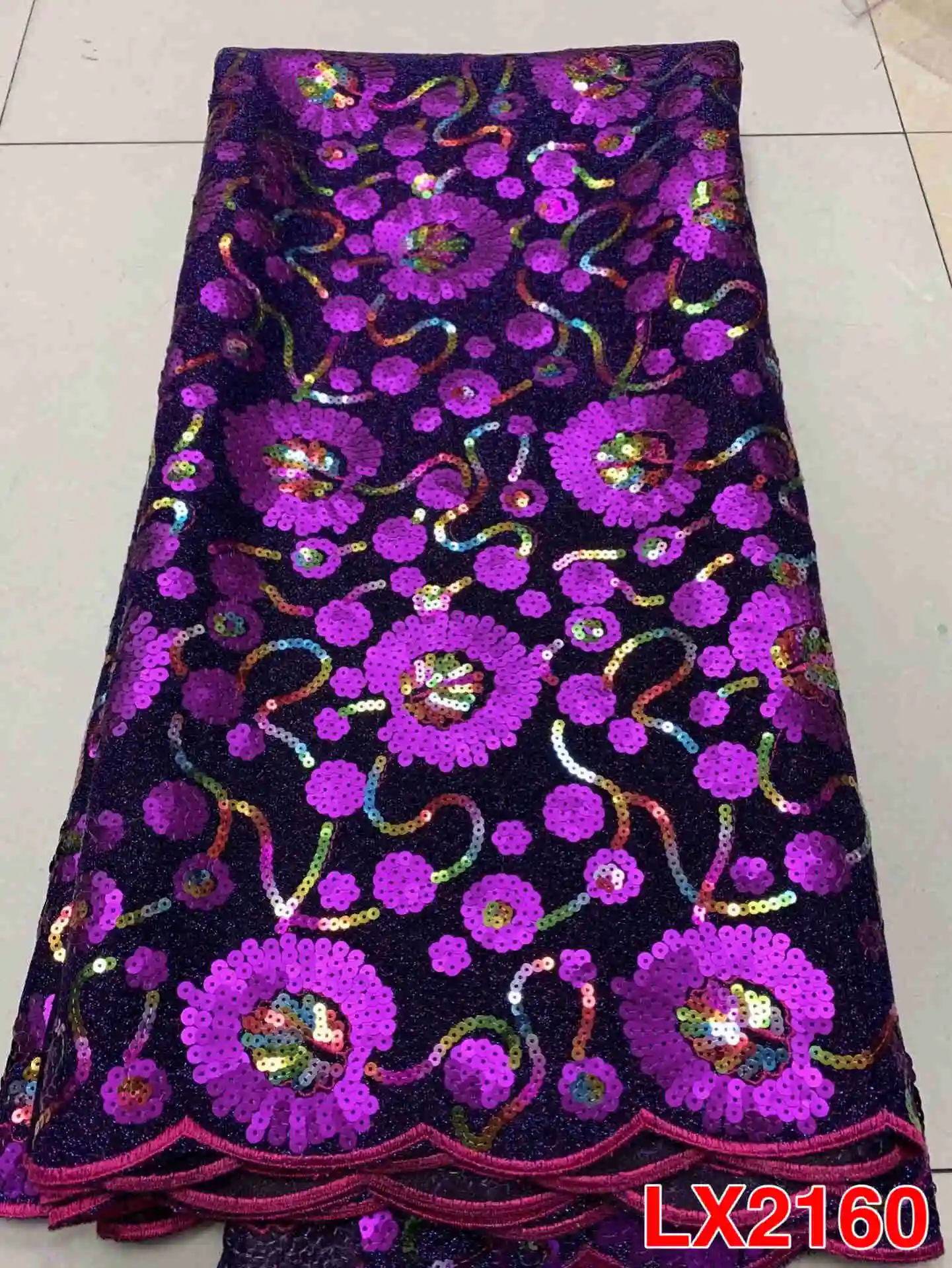 Новый Нигерии Sequinse кружевной ткани в африканском стиле Тюлевая ткань из хлопка