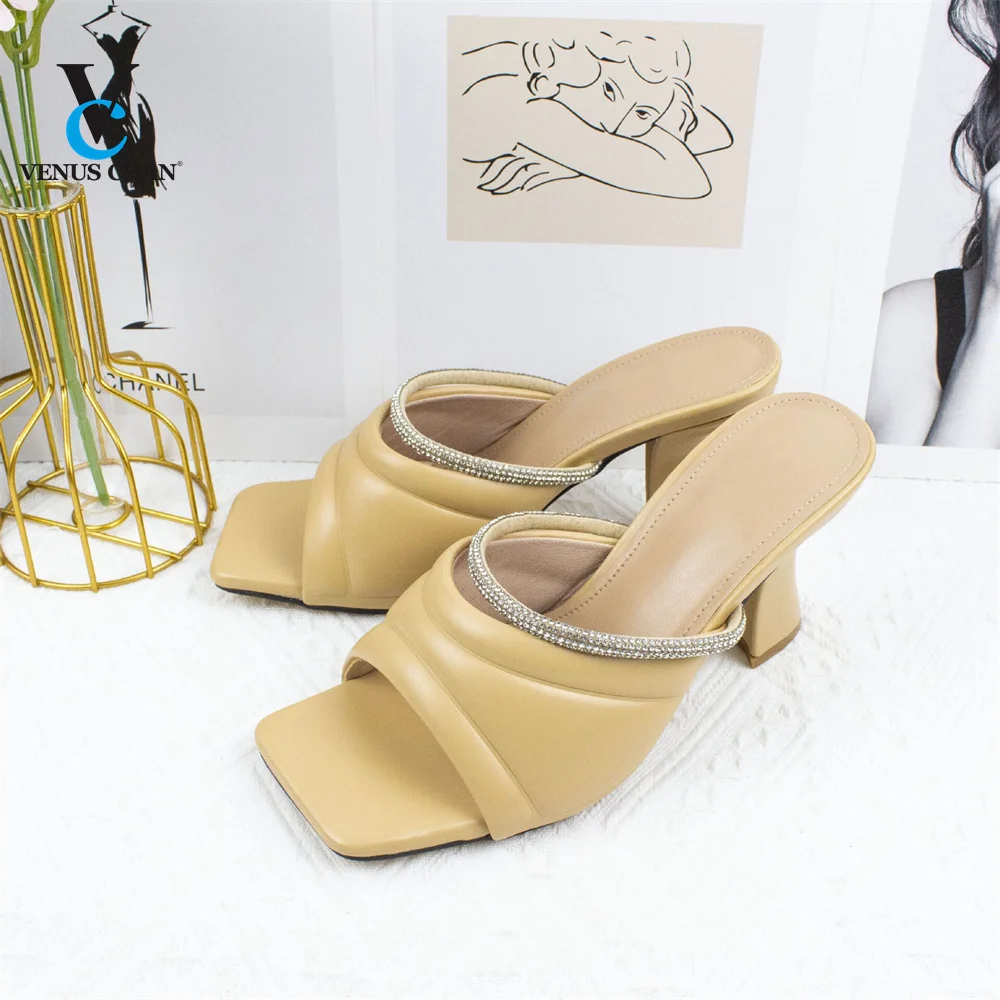 

Dew 2021 NEW Summer Flock Narrow Band Women's Shoes Ankle Strap Sandals Thin Heel Squared Toe Party Solid Fashion Size 37-41