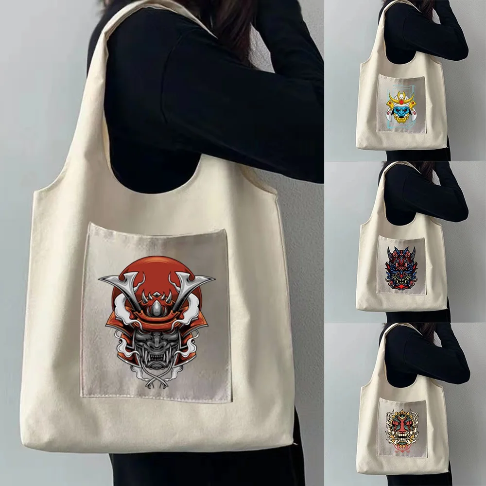 

Ladies Shopping Bag Fashion Pocket Funny Printed Travel Large-capacity Storage Sundries Canvas Portable Messenger Shoulder Bags