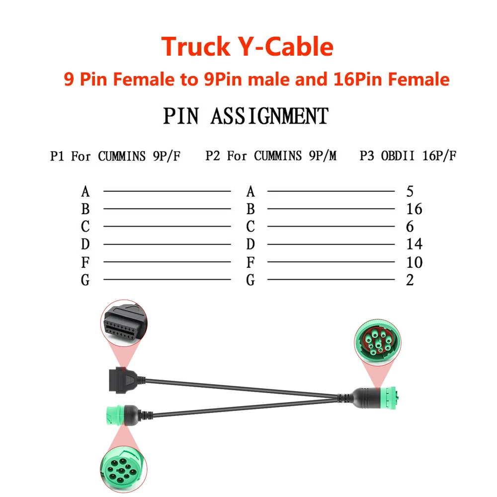 Новый OBD2 диагностический сканер для грузовиков кабель адаптер J1708 J1939 OBD 6Pin 9Pin 16Pin