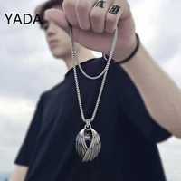 yada fashion angel wing shape presentsnecklace for men women jewelry punk necklaces stainless steel alloy necklace se210086